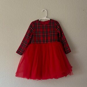 Girl’s Red Plaid Tulle Dress, Size 7